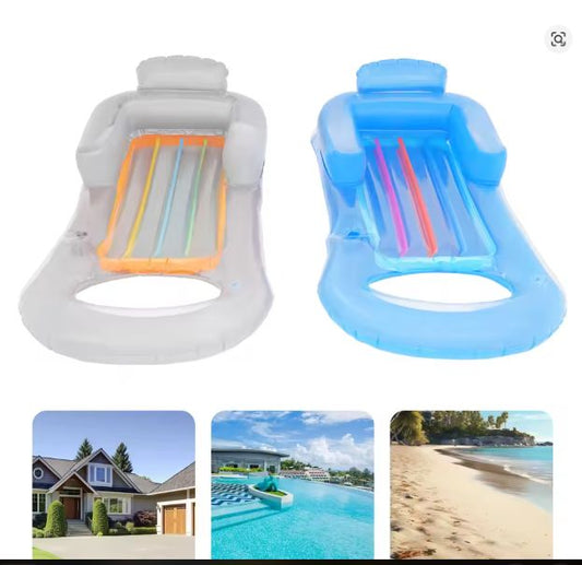 2-Pack Opblaasbare Zwembadligstoel – Ergonomisch Ontwerp & Bekerhouder