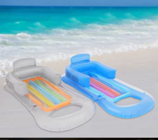 2-Pack Opblaasbare Zwembadligstoel – Ergonomisch Ontwerp & Bekerhouder