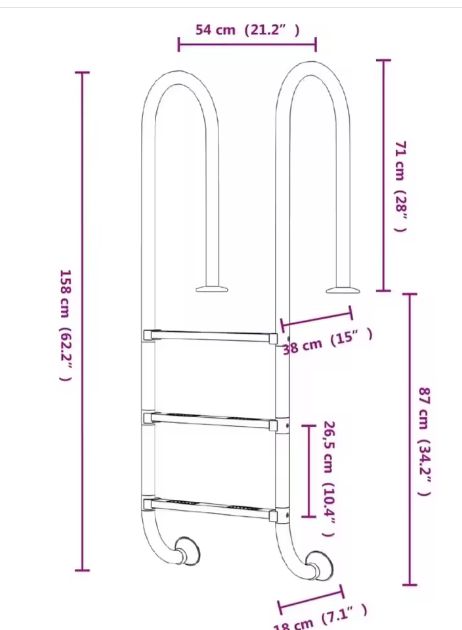 Zwembadladder van Roestvrij Staal 304 – 3 Antisliptreden, Duurzaam & Veilig Ontwerp