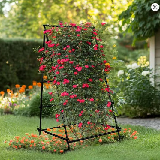 Metalen Tuinklimrek met Nylon Net – A-Frame Groente- en Plantensteun, 105×105×176 cm