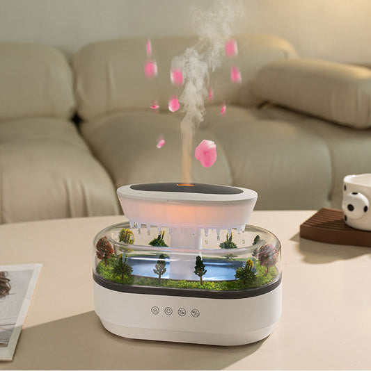 Aroma Luchtbevochtiger met Regendruppel Effect en LED Licht – Ultrasone Diffuser met Witte Ruis