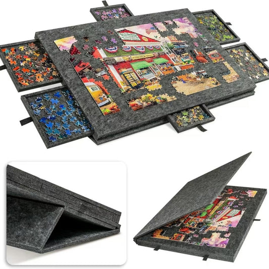 Opvouwbaar Vilten Puzzelbord met Beugel – Draagbare Puzzeltafel met Opbergfunctie
