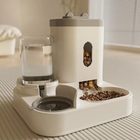 Voer- en Drinkbak voor Katten - 2-in-1 Feeder met Waterfontein