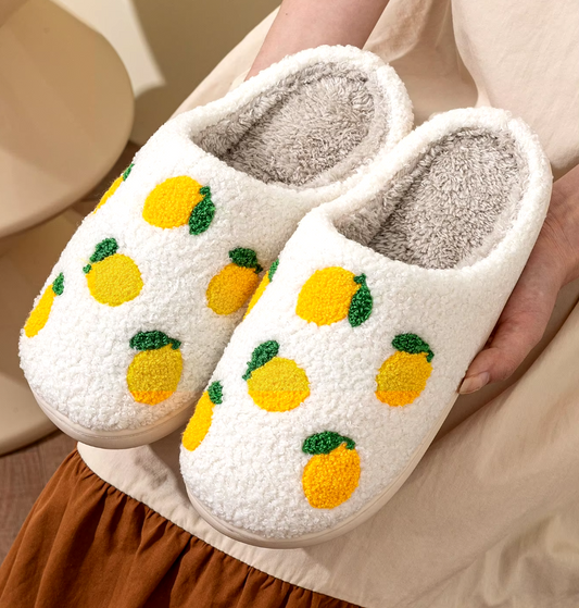 Lemon Pantoffels - Pluche Gevoerd met Antislip