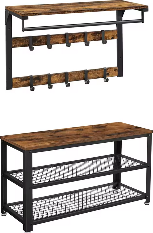 Industriële Garderobeset – Kapstok en Schoenenbank