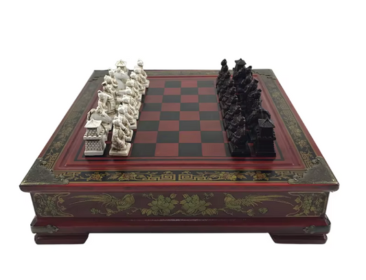 Handgemaakte Vintage Schaakset – Terracotta Krijgers