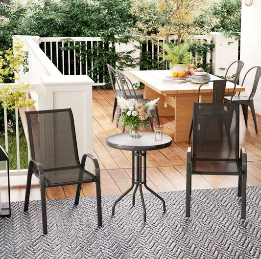 Outsunny Zwarte Terras Set – Bistroset (3-delige tuinset)