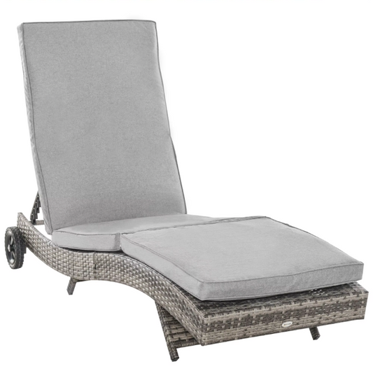 S-Vormige Verstelbare Rotan Ligstoel met Wielen – Luxe Comfort voor Buiten