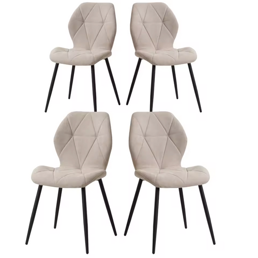 Set van 4 Moderne Eetkamerstoelen – Gevoerde Zitting & IJzeren Poten
