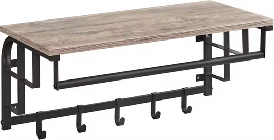 Kapstok met Plank en 5 Haken – Wandgarderobe