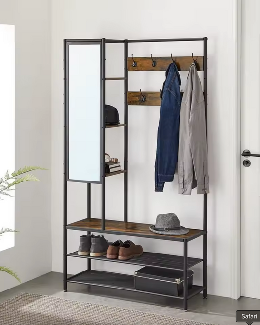 Garderobekast met Spiegel, Kapstok en Schoenenbank – Industrieel