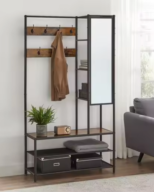 Garderobekast met Spiegel, Kapstok en Schoenenbank – Industrieel
