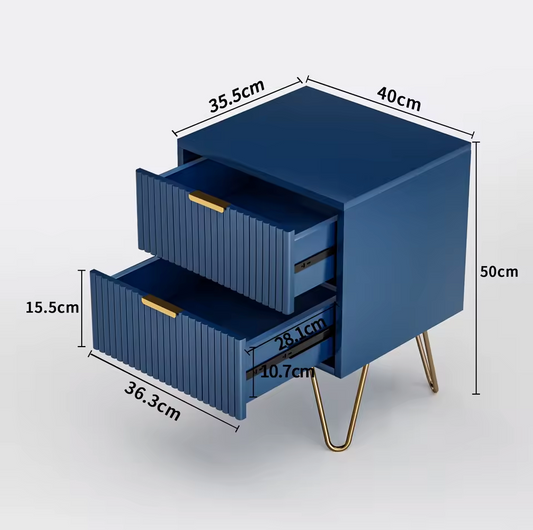 Blauw Nachtkastje met 2 Lades – Stijlvol, Praktisch en Veelzijdig
