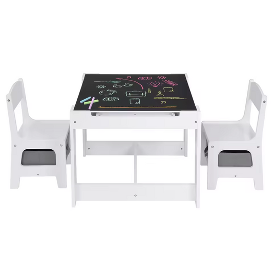 Kinderbureau met 2 Stoelen – 3-in-1 kindertafel en stoelen set