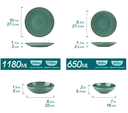 Bauhaus Groen Reliëf Serviesset 16-delige – Keramisch Servies