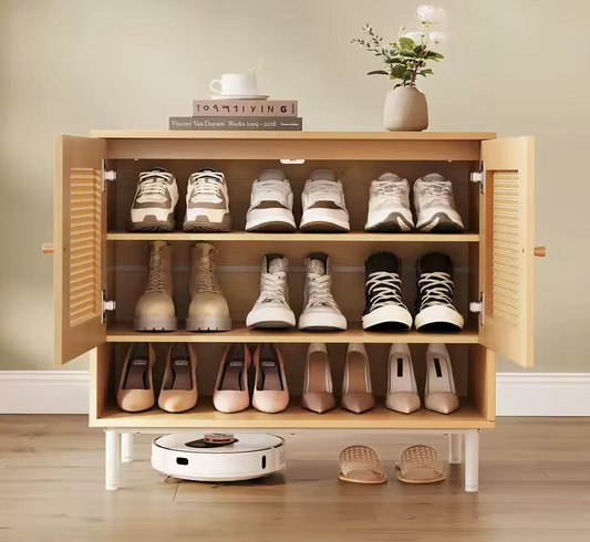 Rotan Garderobe Schoenenkast 3-Laags – Verstelbaar