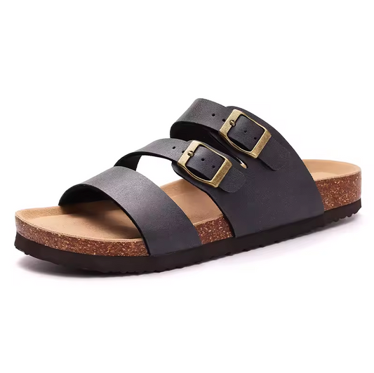 KIDMI Drie Bandjes Sandalen van Kurk en PVC-leer