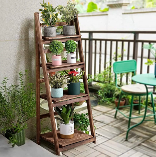 Opvouwbare 4-laags Ladderplank – Houten Boekenkast – Plantenrek