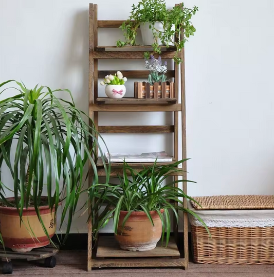 Opvouwbare 4-laags Ladderplank – Houten Boekenkast – Plantenrek