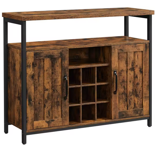 Dressoir Keukenkast met 2 Deuren en Wijnrek (Vintage stijl)