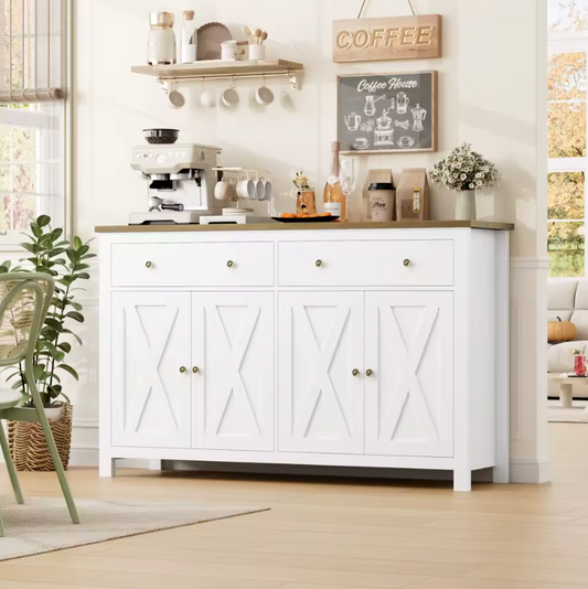 Getone Groot Dressoir – Witte Opbergkast Landelijke Stijl