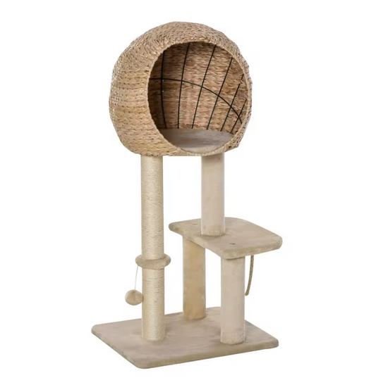 Kattenmeubel met Groot Bolhuis – Krabboom met Sisalpalen, Speelbal en Touw