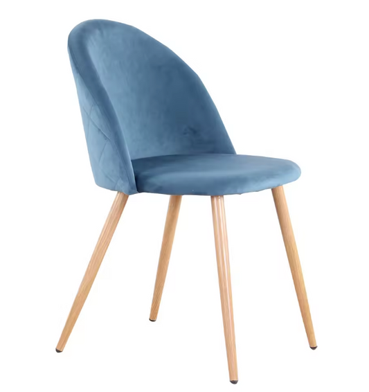 Set van 2/4/6 Blauwe Fluwelen Eetkamerstoelen – Scandinavisch Design met Metalen Poten – Comfortabele Stoelen voor Eetkamer & Woonruimte