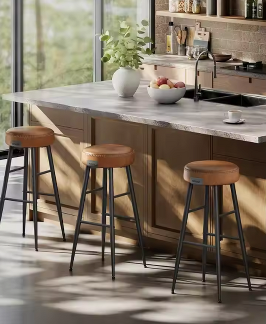 Set van 2 Barkrukken – Kunstleer – 120 kg Draagkracht – Caramel