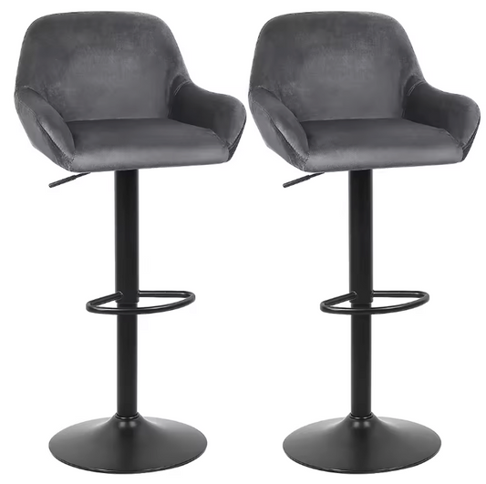 Set van 2 Draaibare Barkrukken – In Hoogte Verstelbaar met Rugleuning, Modern Design voor Keuken of Bar