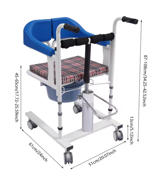 Hydraulische Transferstoel – Verstelbare Zorgstoel met Potje