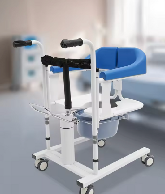 Verpleegstoel – Patiëntenliftstoel – 180° Open Rugleuning & Potje, Verstelbaar en Lichtgewicht