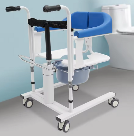 Verpleegstoel – Patiëntenliftstoel – 180° Open Rugleuning & Potje, Verstelbaar en Lichtgewicht