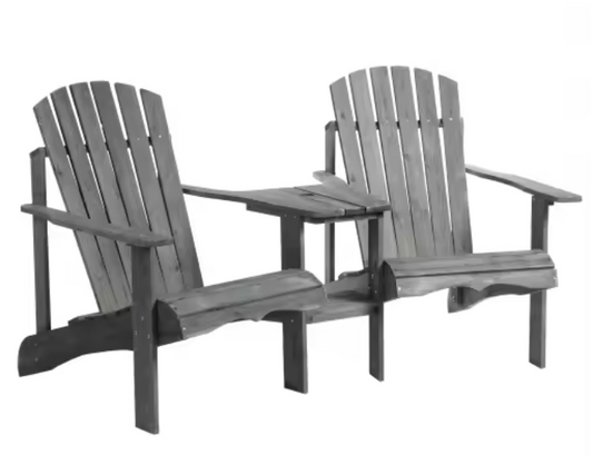 Tweepersoons Tuinstoel met Tafel – Gelakt Dennenhout Zitgroep met Parasolgat