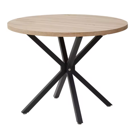 Ronde Houten Eettafel 100cm in diameter – Massief Hout & Metaal