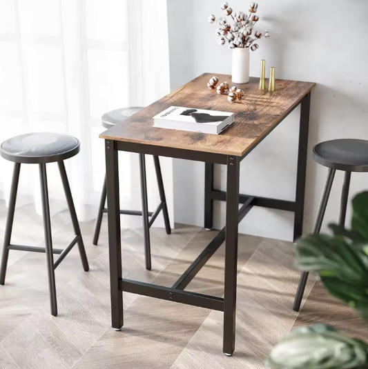 Industriële Bartafelset met 2 Krukken – Hout & Staal, Compact en Ruimtebesparend