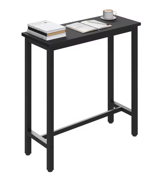 Industriële bartafel zwart – met metalen frame en dwarsbalk