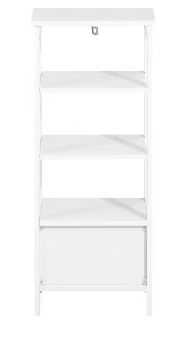 Wit Hoog Nachtkastje met Lade en 4 Planken – MDF, Modern & Multifunctioneel