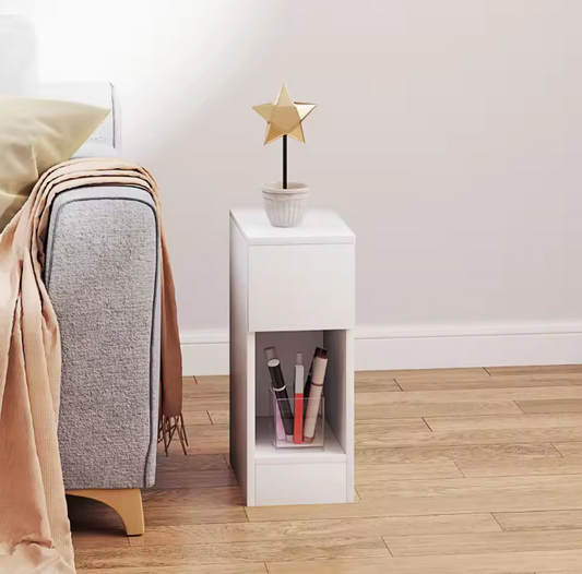 Wit Nachtkastje met Lade & Open Vakken – Modern & Compact