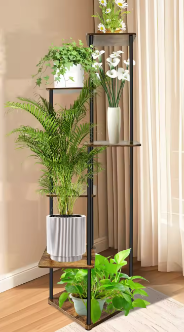 Plantenstandaard met 4–6 lagen – hout & metaal voor binnen