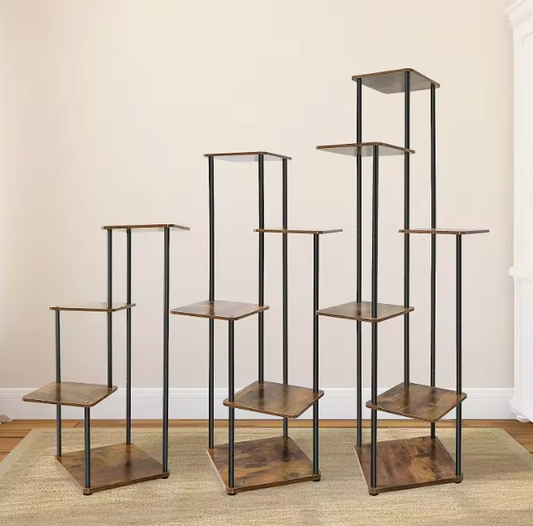 Hoek Plantenrek met 4/5/6 Lagen – Metaal & Hout, Ruimtebesparend Ontwerp