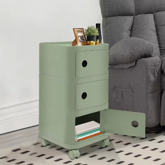 Mobiel 3-Laags Nachtkastje met Wielen – Modern & Ruimtebesparend