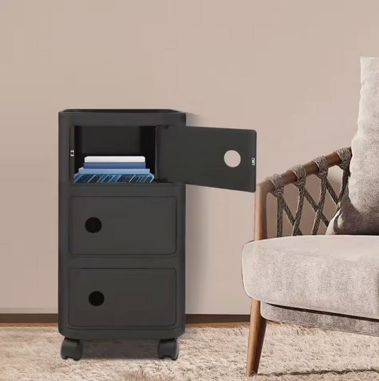 Mobiel 3-Laags Nachtkastje met Wielen – Modern & Ruimtebesparend