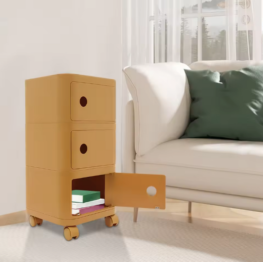 3-Laags Rollend Nachtkastje met Wielen – Modern & Sterk Draagvermogen