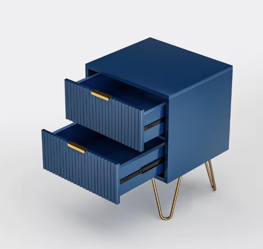 Blauwe Ladekast met 3 Lades – Modern Opbergmeubel met Metalen Poten