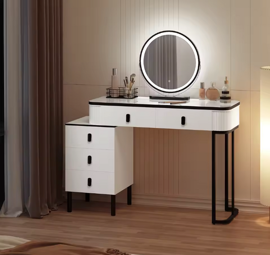 Kaptafel met LED-Spiegel – Verstelbaar, 5 Lades, Modern