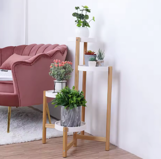 Ronde bamboe plantenstandaard – 3 tot 5 lagen voor hoek