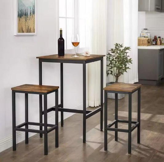 Vierkante bartafel met staal – hoge tafel 60×60×92 cm