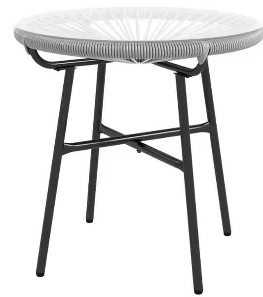 Ronde bistrotafel 50 cm met glazen blad en rotan rand