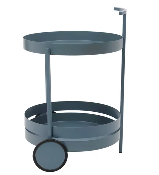 Ronde Serveerwagen met Wielen – IJzeren Trolley, 2 Niveaus