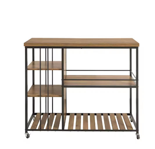 Industriële Serveerwagen met 5 Planken – Metaal & MDF, 110×92×45 cm